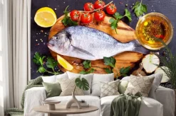 Naklejka: Ryba z dodatkami na desce