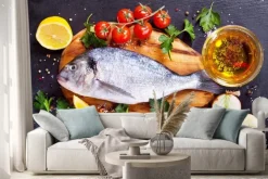 Naklejka: Ryba z dodatkami na desce