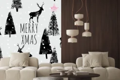 Naklejka: Rysowane ręcznie zimowy las modny wzór