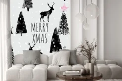 Naklejka: Rysowane ręcznie zimowy las modny wzór