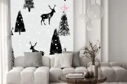 Naklejka: Rysowane ręcznie zimowy las modny wzór