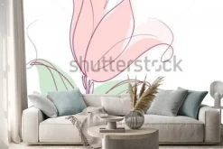 Naklejka: Rysowanie grafiki wektorowej z kwiatowymi wzorami z tulipanami