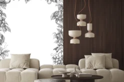 Naklejka: Rysunek ołówkiem pionowej ramy owoców