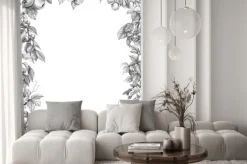 Naklejka: Rysunek ołówkiem pionowej ramy owoców