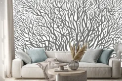 Naklejka: Rysunek szarych drzew na białym tle