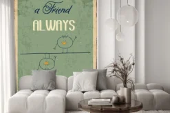 Naklejka: Rysunkowe ptaki i napis o przyjaźni