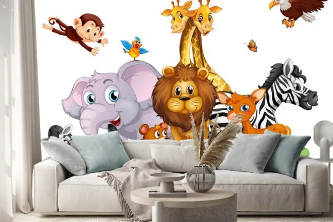 Naklejka: Rysunkowe zwierzątka z dżungli dla dzieci