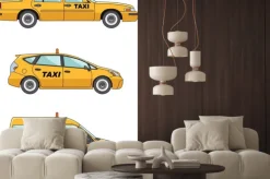 Naklejka: Samochód taxi na białym tle w stylu płaskiej