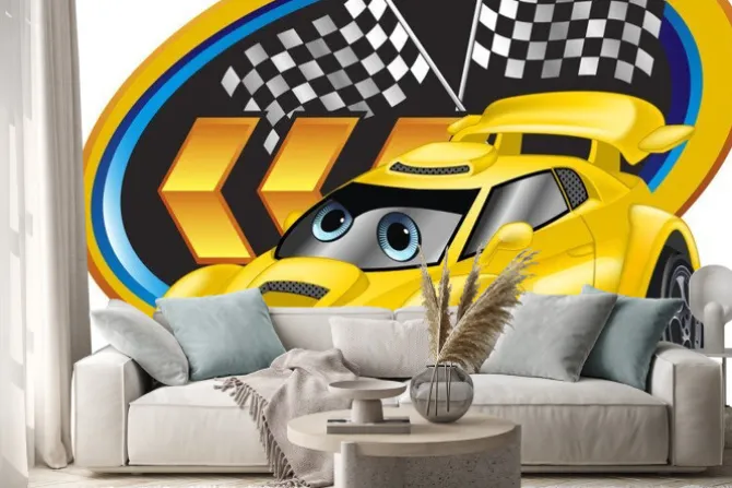 Naklejka: Samochód z kreskówki carrinho amarelo