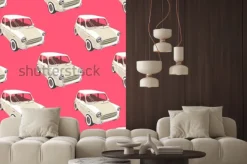 Naklejka: Samochody w tle. retro samochód wektor