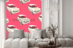 Naklejka: Samochody w tle. retro samochód wektor