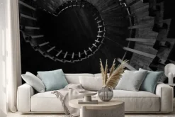 Naklejka: Scala chiocciola w bianco e nero