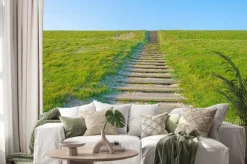 Naklejka: Schody na grobli w słońcu