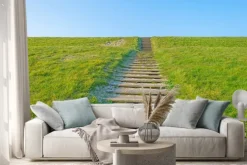 Naklejka: Schody na grobli w słońcu