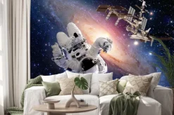 Naklejka: Sci fi astronauta kosmonauta kosmos stacja transport kosmiczny.