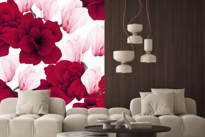 Naklejka: Seamless floral pattern with flowers on light background, watercolor.