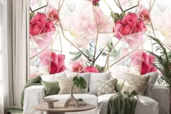 Naklejka: Seamless floral pattern with flowers on light background, watercolor.