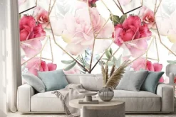 Naklejka: Seamless floral pattern with flowers on light background, watercolor.