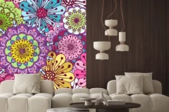 Naklejka: Seamless floral vivid pattern with colorful flowers