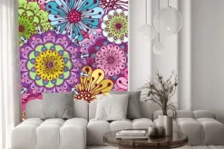 Naklejka: Seamless floral vivid pattern with colorful flowers