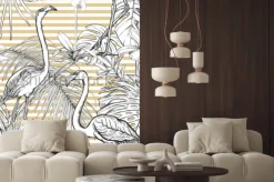 Naklejka: Seamless pattern, background. with tropical plants and flowers