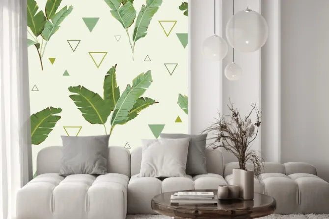 Naklejka: Seamless pattern. tropical palm pozostawia tła. liście bananowca