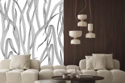 Naklejka: Seamless pattern with wild meadow grass. monochrome vector illustration