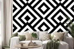 Naklejka: Seamless pattern black and white diagonal lines