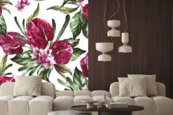 Naklejka: Seamless pattern burgundy flowers