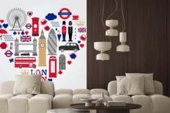 Naklejka: Serce z symbolami londynu