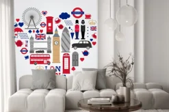 Naklejka: Serce z symbolami londynu