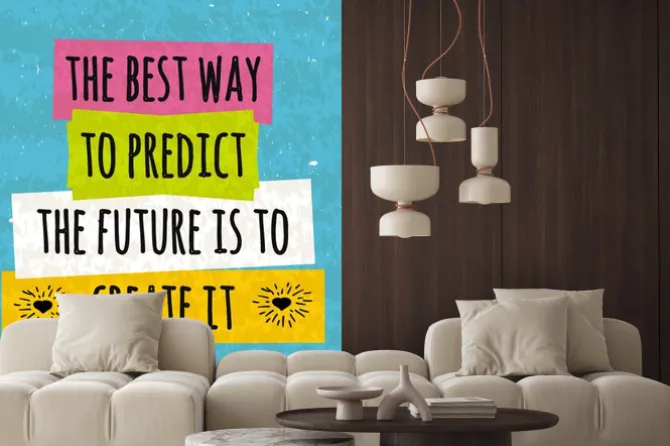 Naklejka: Seria koncepcji biznesowych z przodu białe pociągnięcie na przewidywaniu