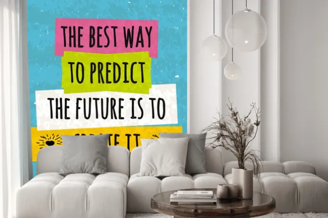 Naklejka: Seria koncepcji biznesowych z przodu białe pociągnięcie na przewidywaniu