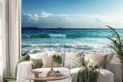 Naklejka: Seszele plaży w czasie zachodu słońca