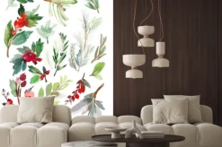 Naklejka: Set bożenarodzeniowi kwieciści elementy na białym tle