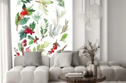 Naklejka: Set bożenarodzeniowi kwieciści elementy na białym tle