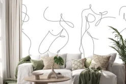 Naklejka: Set of elegant line art of erotic woman figure. silhouette of