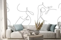 Naklejka: Set of elegant line art of erotic woman figure. silhouette of