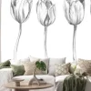 Naklejka: Set of hand drawn tulips. sketch, flower, illustration