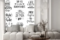 Naklejka: Set of quotes related to travel in mountains, camping and hiking