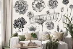 Naklejka: Set of spring flowers. vintage vector botanical illustration.