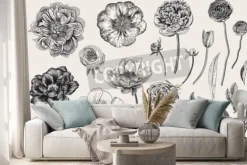 Naklejka: Set of spring flowers. vintage vector botanical illustration.