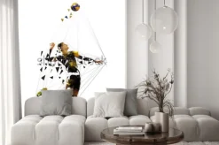 Naklejka: Siatkarz w akcji w graficznym ujęciu