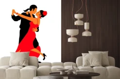 Naklejka: Silhouettes of the pairs dancing ballroom dances. tango