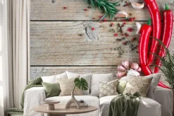 Naklejka: Składniki kuchni śródziemnomorskiej - czosnek, pieprz, rozmaryn