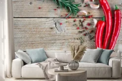 Naklejka: Składniki kuchni śródziemnomorskiej - czosnek, pieprz, rozmaryn