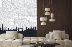 Naklejka: Skyline and city map of london, detailed urban plan vector print