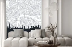 Naklejka: Skyline and city map of london, detailed urban plan vector print