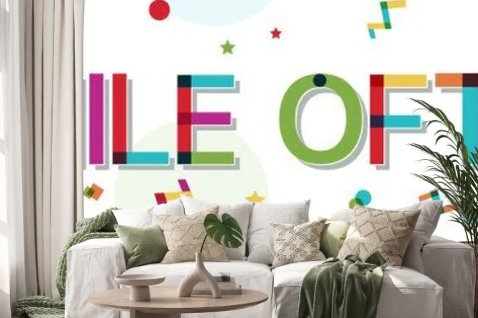 Naklejka: "smile often" text with confetti