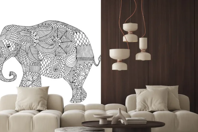 Naklejka: Słoń z kwiatowej dekoracji